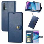 For OnePlus Nord CE 5G Solid Color Leather Buckle Phone Case with Lanyard & Photo Frame & Card Slot & Wallet & Stand Function(Blue)