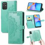 For Honor Play 5T Mandala Flower Embossed Horizontal Flip Leather Case with Bracket / Card Slot / Wallet / Lanyard(Green)