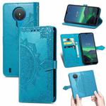 For Nokia 1.4 Mandala Flower Embossed Horizontal Flip Leather Case with Bracket / Card Slot / Wallet / Lanyard(Blue)