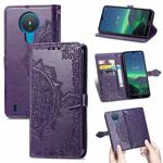For Nokia 1.4 Mandala Flower Embossed Horizontal Flip Leather Case with Bracket / Card Slot / Wallet / Lanyard(Purple)