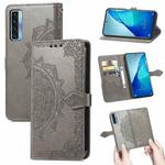 For TCL 20S Mandala Flower Embossed Horizontal Flip Leather Case with Bracket / Card Slot / Wallet / Lanyard(Grey)