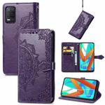 For OPPO Realme V13 5G Mandala Flower Embossed Horizontal Flip Leather Case with Bracket / Card Slot / Wallet / Lanyard(Purple)