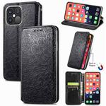 For iPhone 13 Pro Max  Blooming Mandala Embossed Pattern Magnetic Horizontal Flip Leather Case with Holder & Card Slots & Wallet(Black)