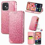 For iPhone 13 Pro Max  Blooming Mandala Embossed Pattern Magnetic Horizontal Flip Leather Case with Holder & Card Slots & Wallet(Pink)