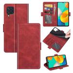 For Samsung Galaxy M32 Dual-side Magnetic Buckle Horizontal Flip Leather Case with Holder & Card Slots & Wallet(Red)