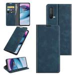 For OnePlus Nord CE 5G Retro-skin Business Magnetic Suction Leather Case with Holder & Card Slots & Wallet(Dark Blue)