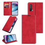 For OnePlus Nord CE 5G Retro-skin Business Magnetic Suction Leather Case with Holder & Card Slots & Wallet(Red)