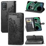 For OPPO Realme 8 5G Mandala Flower Embossed Horizontal Flip Leather Case with Holder & Three Card Slots & Wallet & Lanyard(Black)