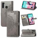 For Blackview A80 Pro Mandala Flower Embossed Horizontal Flip Leather Case with Holder & Three Card Slots & Wallet & Lanyard(Grey)