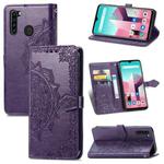 For Blackview A80 Pro Mandala Flower Embossed Horizontal Flip Leather Case with Holder & Three Card Slots & Wallet & Lanyard(Purple)