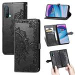 For OnePlus Nord CE 5G Mandala Flower Embossed Horizontal Flip Leather Case with Holder & Three Card Slots & Wallet & Lanyard(Black)