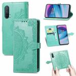 For OnePlus Nord CE 5G Mandala Flower Embossed Horizontal Flip Leather Case with Holder & Three Card Slots & Wallet & Lanyard(Green)