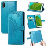 For Wiko Jerry 4 Mandala Flower Embossed Horizontal Flip Leather Case with Holder & Three Card Slots & Wallet & Lanyard(Blue)
