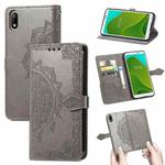 For Wiko Jerry 4 Mandala Flower Embossed Horizontal Flip Leather Case with Holder & Three Card Slots & Wallet & Lanyard(Grey)