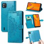 For Wiko Y62 Mandala Flower Embossed Horizontal Flip Leather Case with Holder & Three Card Slots & Wallet & Lanyard(Blue)