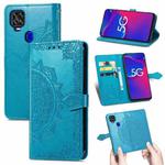 For ZTE Axon 11 SE 5G Mandala Flower Embossed Horizontal Flip Leather Case with Holder & Three Card Slots & Wallet & Lanyard(Blue)