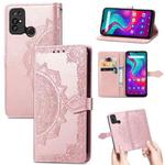 For Doogee X96 Pro Mandala Flower Embossed Horizontal Flip Leather Case with Holder & Three Card Slots & Wallet & Lanyard(Rose Gold)