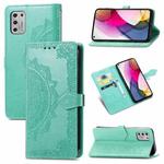 For Motorola Moto G Stylus 2021 Mandala Flower Embossed Horizontal Flip Leather Case with Holder & Three Card Slots & Wallet & Lanyard(Green)