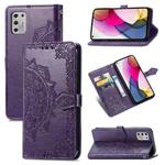 For Motorola Moto G Stylus 2021 Mandala Flower Embossed Horizontal Flip Leather Case with Holder & Three Card Slots & Wallet & Lanyard(Purple)