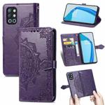 For OnePlus 9R Mandala Flower Embossed Horizontal Flip Leather Case with Holder & Three Card Slots & Wallet & Lanyard(Purple)