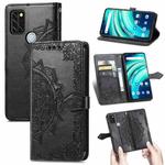 For UMIDIGI A9 Pro Mandala Flower Embossed Horizontal Flip Leather Case with Holder & Three Card Slots & Wallet & Lanyard(Black)