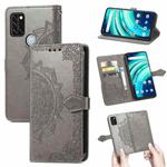 For UMIDIGI A9 Pro Mandala Flower Embossed Horizontal Flip Leather Case with Holder & Three Card Slots & Wallet & Lanyard(Grey)