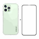 For iPhone 13 Pro Hat-Prince ENKAY Clear TPU Shockproof Soft Case Drop Protection Cover + Full Coverage Tempered Glass Protector Film 