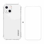 For iPhone 13 Hat-Prince ENKAY Clear TPU Shockproof Soft Case Drop Protection Cover + Clear HD Tempered Glass Protector Film