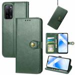 For OPPO A55 5G Solid Color Leather Buckle Phone Case with Lanyard & Photo Frame & Card Slot & Wallet & Stand Function(Green)