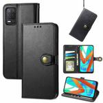 For OPPO Realme V13 Solid Color Leather Buckle Phone Case with Lanyard & Photo Frame & Card Slot & Wallet & Stand Function(Black)