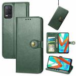 For OPPO Realme V13 Solid Color Leather Buckle Phone Case with Lanyard & Photo Frame & Card Slot & Wallet & Stand Function(Green)