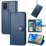 For UMIDIGI  A9 Retro Solid Color Buckle Leather Phone Case(Blue)