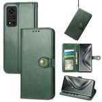 For Honor V40 5G Solid Color Leather Buckle Phone Case with Lanyard & Photo Frame & Card Slot & Wallet & Stand Function(Green)