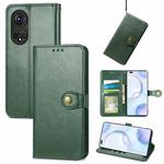 For Honor  50 Pro Solid Color Leather Buckle Phone Case with Lanyard & Photo Frame & Card Slot & Wallet & Stand Function(Green)