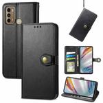 For Motorola G60 Solid Color Leather Buckle Phone Case with Lanyard & Photo Frame & Card Slot & Wallet & Stand Function(Black)