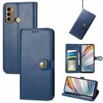 For Motorola G60 Solid Color Leather Buckle Phone Case with Lanyard & Photo Frame & Card Slot & Wallet & Stand Function(Blue)