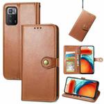 For Xiaomi Redmi Note 10 Pro 5G / Poco X3 GT Solid Color Leather Buckle Phone Case with Lanyard & Photo Frame & Card Slot & Wallet & Stand Function(Brown)
