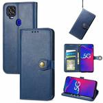 For ZTE Axon 11 SE 5G Solid Color Leather Buckle Phone Case with Lanyard & Photo Frame & Card Slot & Wallet & Stand Function(Blue)