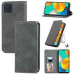 For Samsung Galaxy M32 Retro Skin Feel Business Magnetic Horizontal Flip Leather Case with Holder & Card Slots & Wallet & Photo Frame(Grey)