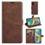 Retro Calf Pattern Buckle Horizontal Flip Leather Case with Holder & Card Slots & Wallet For Samsung Galaxy F52 5G(Dark Brown)