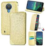 For Nokia 1.4 Blooming Mandala Embossed Pattern Magnetic Horizontal Flip Leather Case with Holder & Card Slots & Wallet(Yellow)