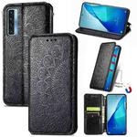 For TCL 20S Blooming Mandala Embossed Pattern Magnetic Horizontal Flip Leather Case with Holder & Card Slots & Wallet(Black)