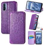 For OPPO Realme V15 5G Blooming Mandala Embossed Pattern Magnetic Horizontal Flip Leather Case with Holder & Card Slots & Wallet(Purple)