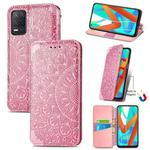 For OPPO Realme V13 Blooming Mandala Embossed Pattern Magnetic Horizontal Flip Leather Case with Holder & Card Slots & Wallet(Pink)