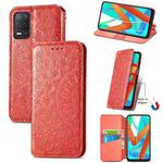 For OPPO Realme V13 Blooming Mandala Embossed Pattern Magnetic Horizontal Flip Leather Case with Holder & Card Slots & Wallet(Red)