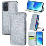 For OPPO Reno6 5G Blooming Mandala Embossed Pattern Magnetic Horizontal Flip Leather Case with Holder & Card Slots & Wallet(Gray)