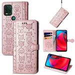 For Motorola MOTO G Stylus 5G Cute Cat and Dog Embossed Horizontal Flip Leather Case with Holder & Card Slots & Wallet & Lanyard(Rose Gold)