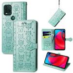 For Motorola MOTO G Stylus 5G Cute Cat and Dog Embossed Horizontal Flip Leather Case with Holder & Card Slots & Wallet & Lanyard(Green)