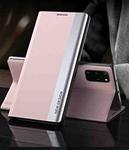 For Samsung Galaxy A72 5G / 4G Side Electroplated Magnetic Ultra-Thin Horizontal Flip Leather Case with Holder(Pink)