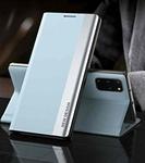 For Samsung Galaxy A72 5G / 4G Side Electroplated Magnetic Ultra-Thin Horizontal Flip Leather Case with Holder(Light Blue)
